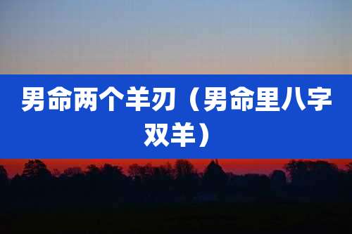 男命两个羊刃(男命里八字双羊)