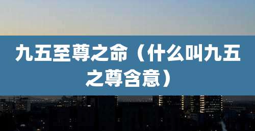 九五至尊之命（什么叫九五之尊含意）