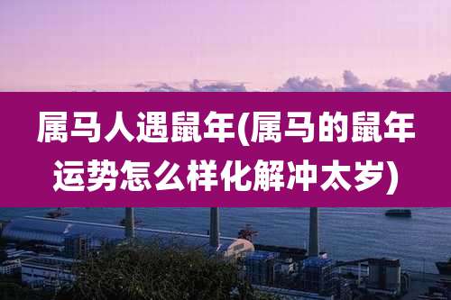 属马人遇鼠年(属马的鼠年运势怎么样化解冲太岁)