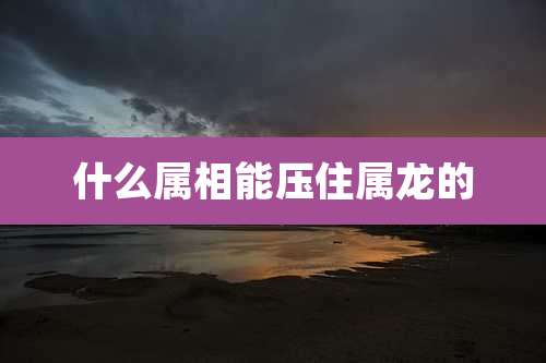 什么属相能压住属龙的