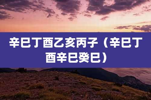 辛巳丁酉乙亥丙子(辛巳丁酉辛巳癸巳)