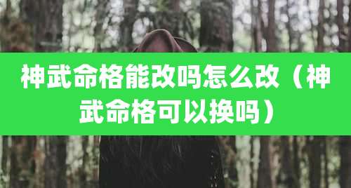 神武命格能改吗怎么改(神武命格可以换吗)
