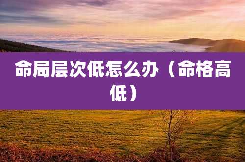 命局层次低怎么办（命格高低）