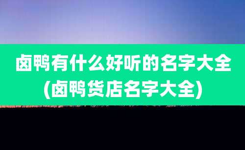 卤鸭有什么好听的名字大全(卤鸭货店名字大全)