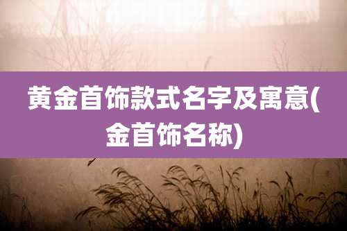 黄金首饰款式名字及寓意(金首饰名称)