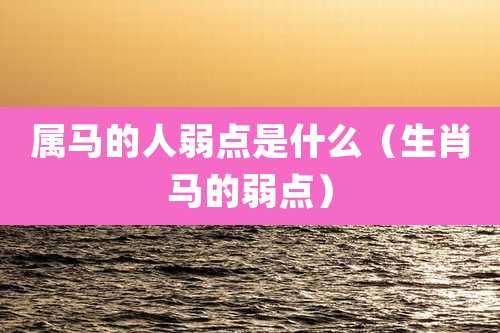 属马的人弱点是什么(生肖马的弱点)