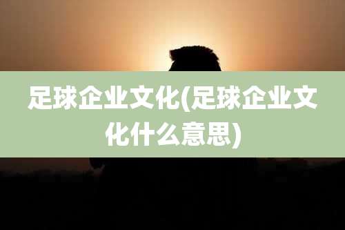 足球企业文化(足球企业文化什么意思)