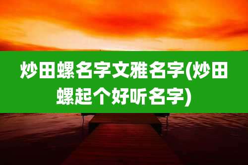 炒田螺名字文雅名字(炒田螺起个好听名字)