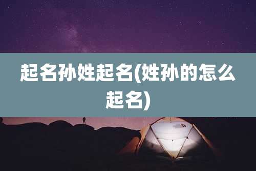 起名孙姓起名(姓孙的怎么起名)