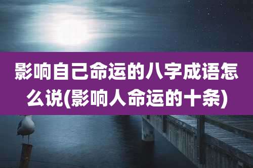 影响自己命运的八字成语怎么说(影响人命运的十条)