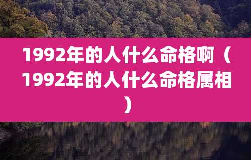 1992年的人什么命格啊(1992年的人什么命格属相)