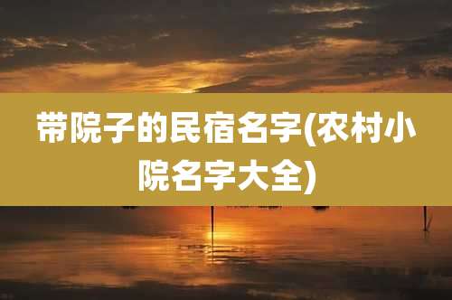带院子的民宿名字(农村小院名字大全)