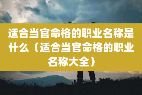 适合当官命格的职业名称是什么(适合当官命格的职业名称大全)