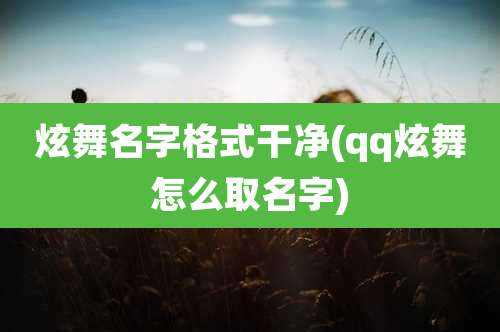 炫舞名字格式干净(qq炫舞怎么取名字)