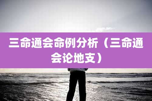 三命通会命例分析（三命通会论地支）