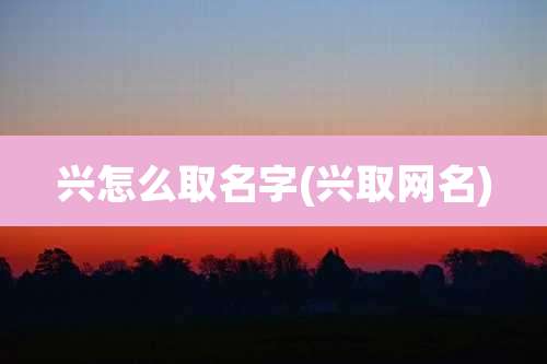兴怎么取名字(兴取网名)