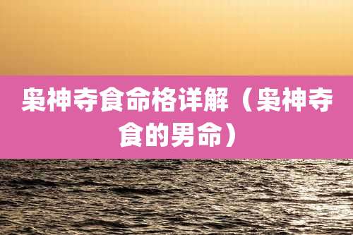 枭神夺食命格详解(枭神夺食的男命)
