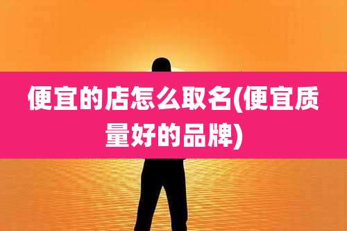 便宜的店怎么取名(便宜质量好的品牌)