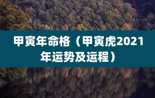 甲寅年命格(甲寅虎2021年运势及运程)