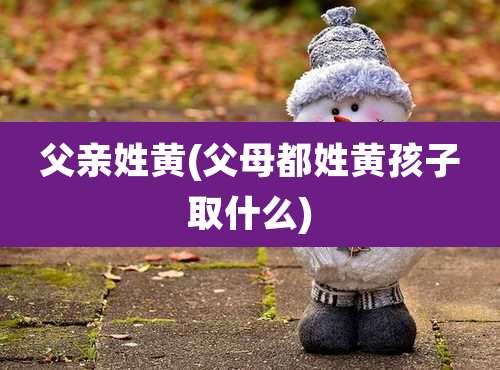 父亲姓黄(父母都姓黄孩子取什么)