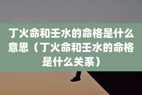 丁火命和壬水的命格是什么意思（丁火命和壬水的命格是什么关系）