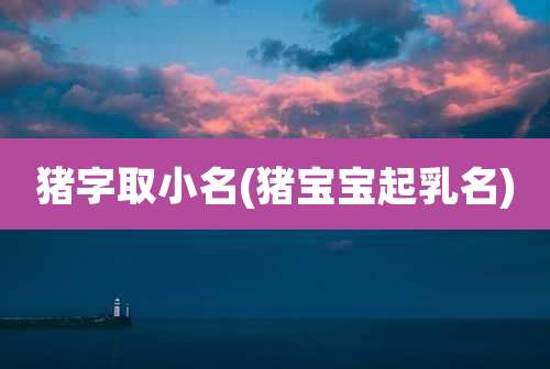 猪字取小名(猪宝宝起乳名)