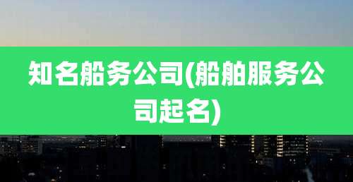知名船务公司(船舶服务公司起名)