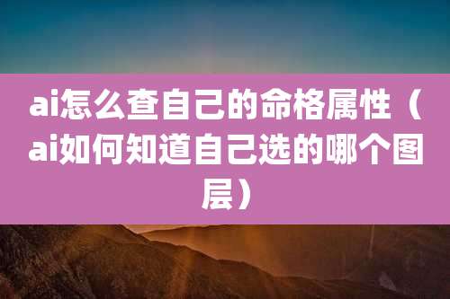 ai怎么查自己的命格属性（ai如何知道自己选的哪个图层）