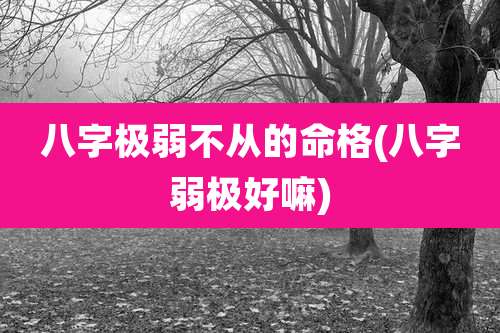 八字极弱不从的命格(八字弱极好嘛)