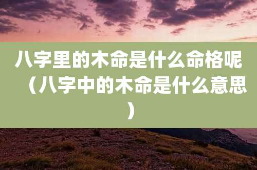 八字里的木命是什么命格呢（八字中的木命是什么意思）