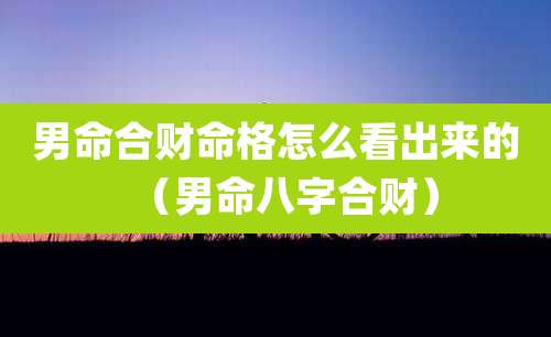男命合财命格怎么看出来的(男命八字合财)