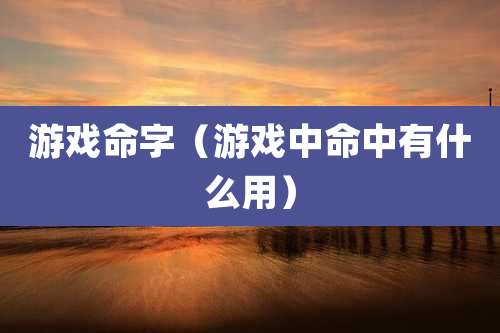 游戏命字（游戏中命中有什么用）