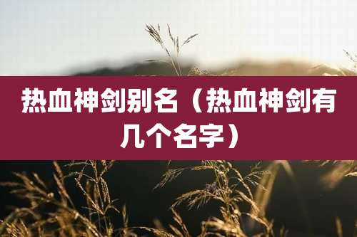 热血神剑别名（热血神剑有几个名字）