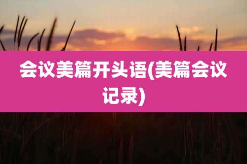 会议美篇开头语(美篇会议记录)