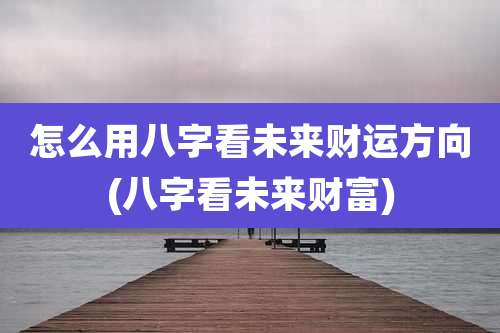 怎么用八字看未来财运方向(八字看未来财富)