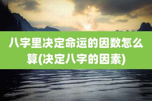 八字里决定命运的因数怎么算(决定八字的因素)