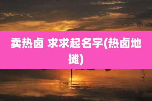 卖热卤 求求起名字(热卤地摊)