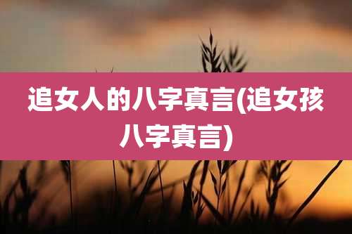 追女人的八字真言(追女孩八字真言)