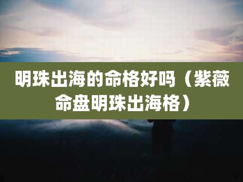 明珠出海的命格好吗（紫薇命盘明珠出海格）