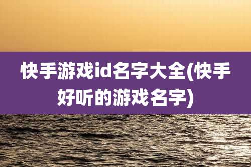 快手游戏id名字大全(快手好听的游戏名字)