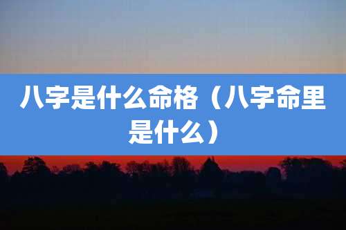 八字是什么命格（八字命里是什么）