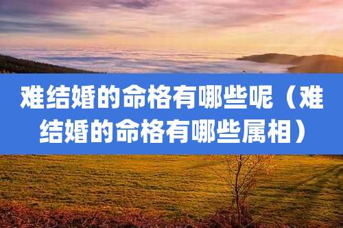 难结婚的命格有哪些呢（难结婚的命格有哪些属相）