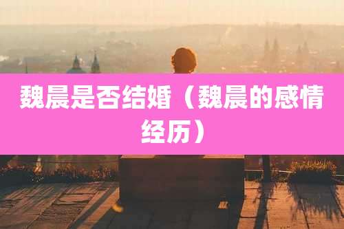 魏晨是否结婚（魏晨的感情经历）