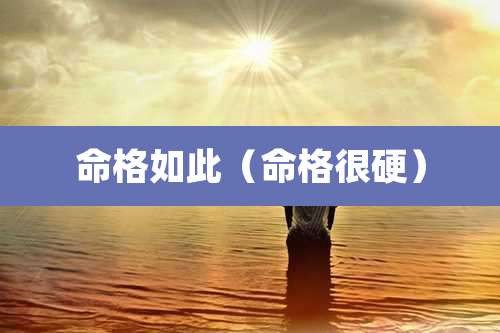 命格如此（命格很硬）