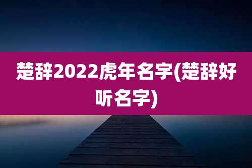 楚辞2022虎年名字(楚辞好听名字)