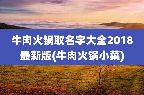 牛肉火锅取名字大全2018最新版(牛肉火锅小菜)