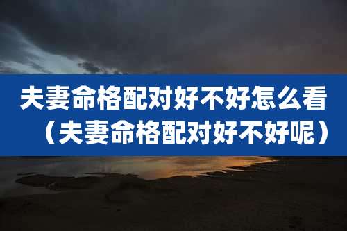 夫妻命格配对好不好怎么看(夫妻命格配对好不好呢)