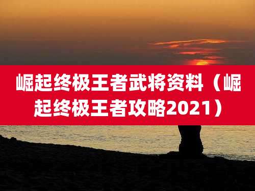 崛起终极王者武将资料（崛起终极王者攻略2021）