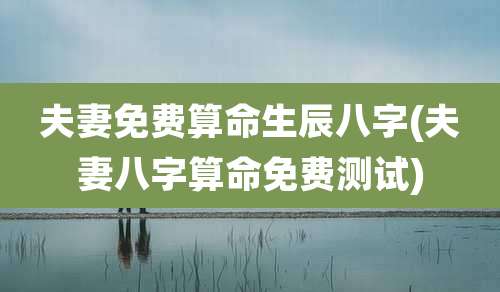夫妻免费算命生辰八字(夫妻八字算命免费测试)