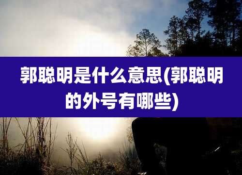 郭聪明是什么意思(郭聪明的外号有哪些)